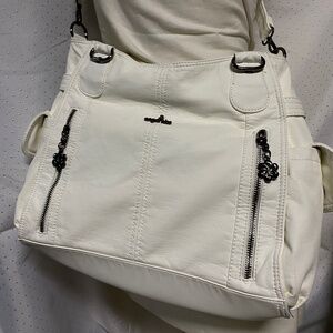 Angle kiss bag soft leather with  insert off white purse nwot